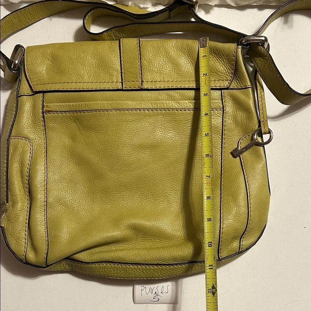 Fossil Lime Green Leather Crossbody Bag